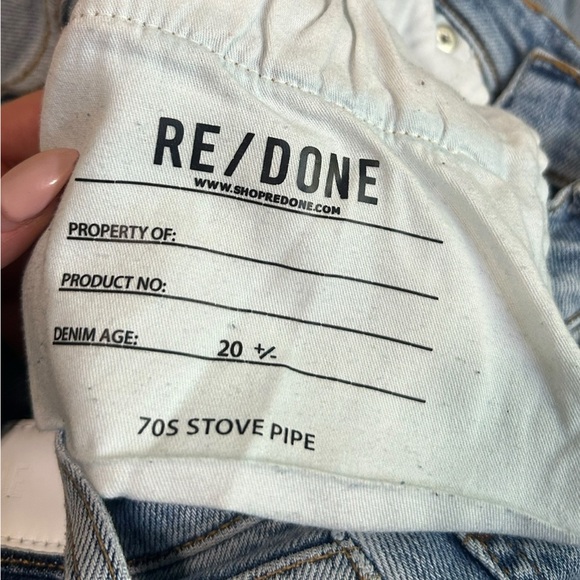 Re/Done Stove Pipe Cropped Jeans Light Wash Raw Hem Size 26 Mid 90s Button Fly - Picture 11 of 13